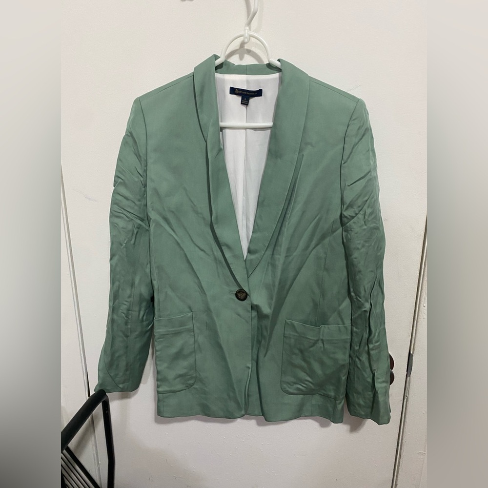 Brooks Brothers Sage Green Single-Button Blazer